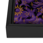 Tie Dye Moon and Stars Print in Purple Framed Canvas Print Gallery Image 3