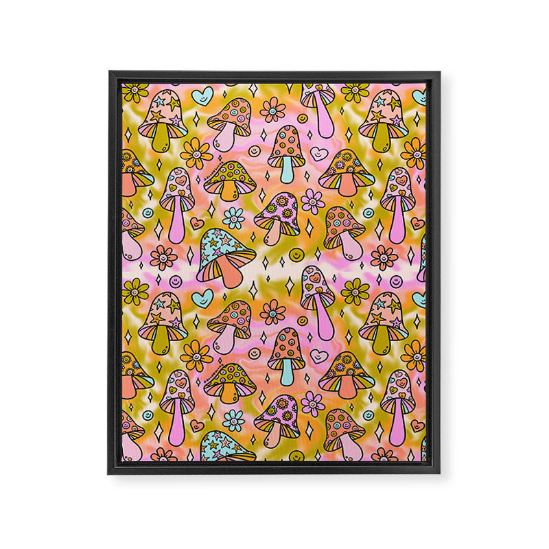 Tie Dye Mushroom Print Framed Canvas Print Gallery Image 8