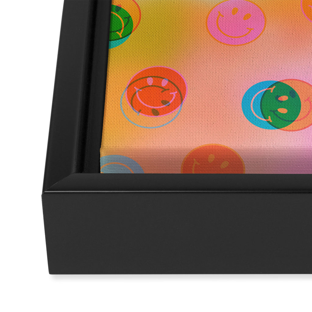 Tie Dye Smiley Face Stamp Print Framed Canvas Print Gallery Image 3