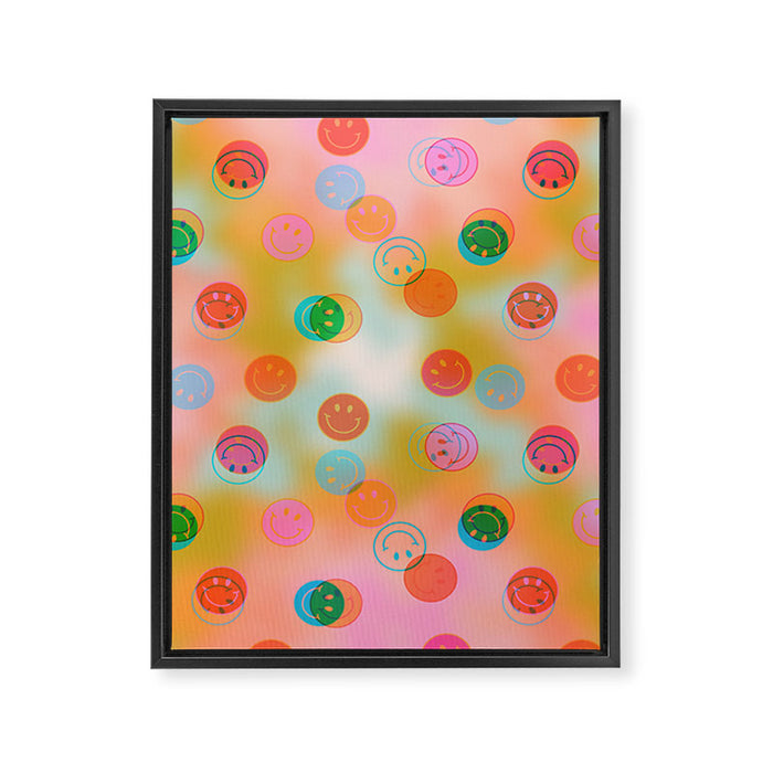 Tie Dye Smiley Face Stamp Print Framed Canvas Print Gallery Image 1