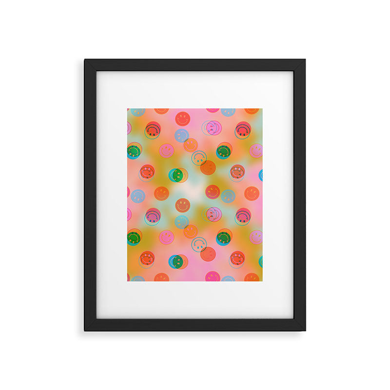 Tie Dye Smiley Face Stamp Print Framed Art Print Gallery Image 6