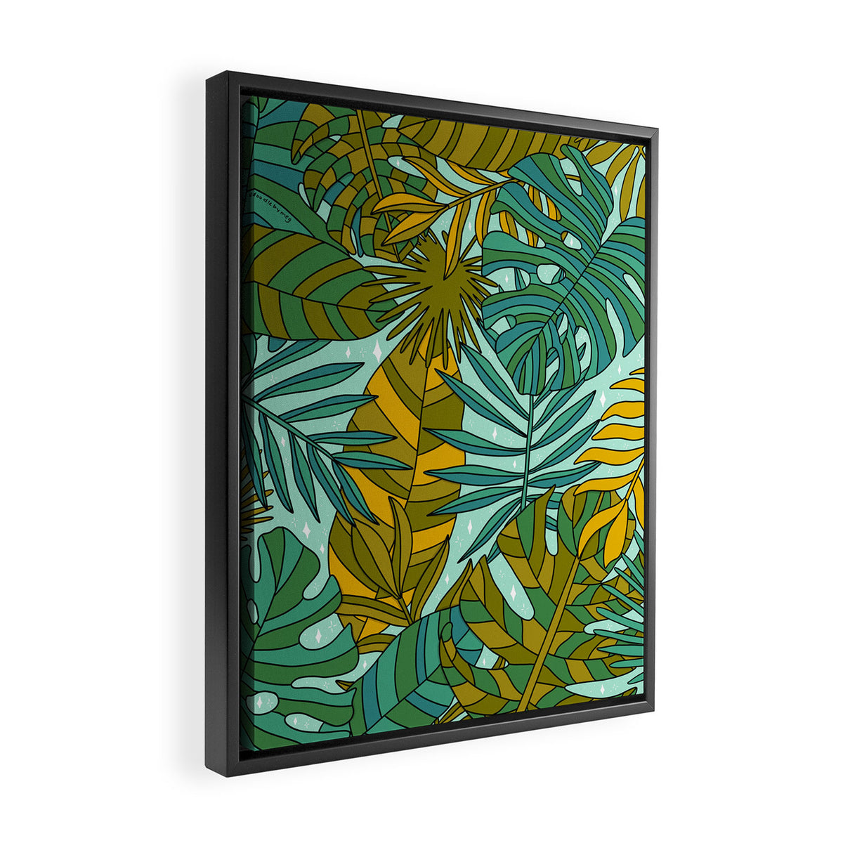 Tropical Leaves Print Framed Canvas Print Gallery Image 2