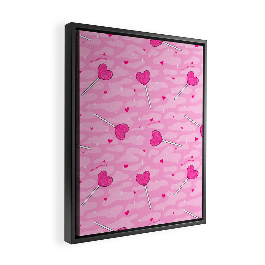 Valentine Lollipop Print Framed Canvas Print Gallery Image 2