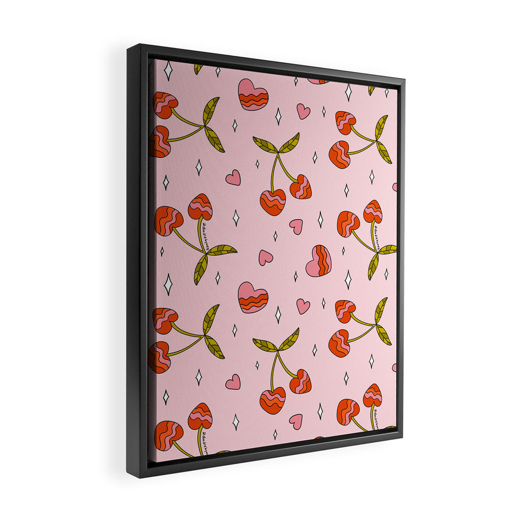 Vintage Cherry Print Framed Canvas Print Gallery Image 2