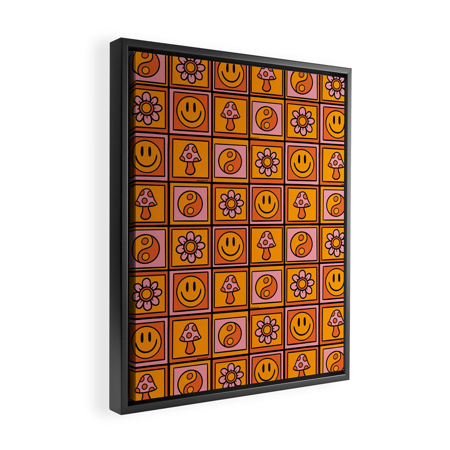 Vintage Granny Square Print Framed Canvas Print Gallery Image 2