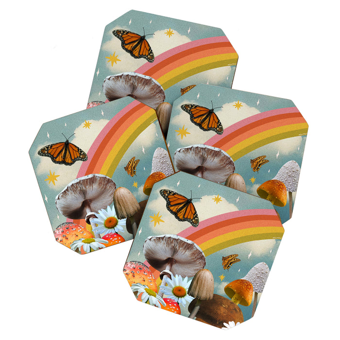 Vintage Mushroom Collage Coaster Gallery Image 1
