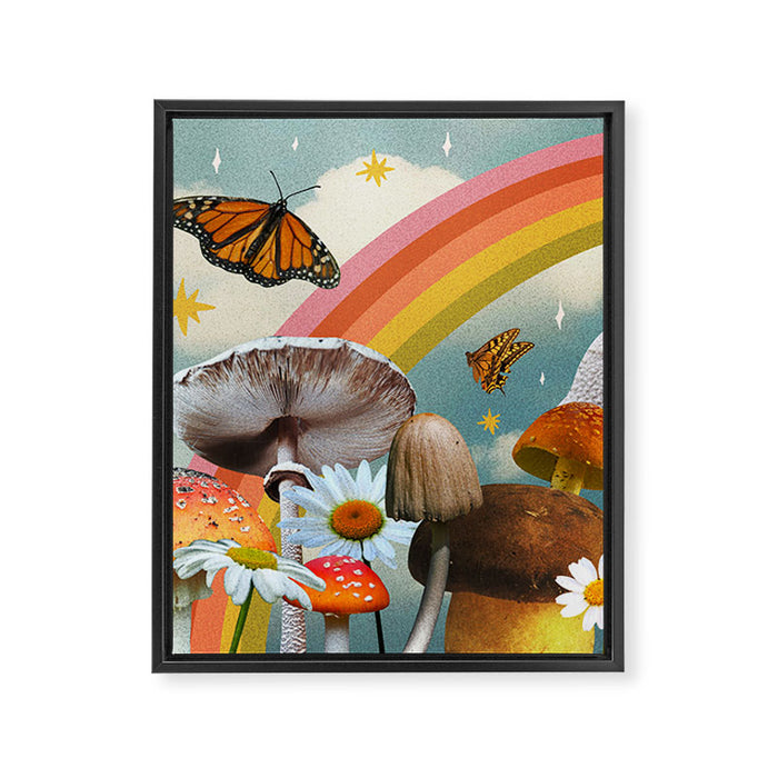 Vintage Mushroom Collage Framed Canvas Print Gallery Image 1