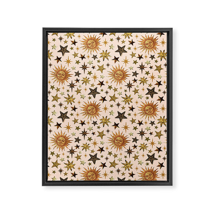 Vintage Star Collage Print in Cream Framed Canvas Print Gallery Image 1