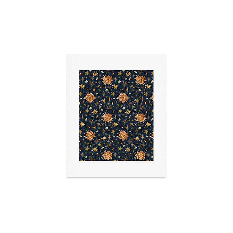 Vintage Star Collage Print in Navy Art Print Gallery Image 1