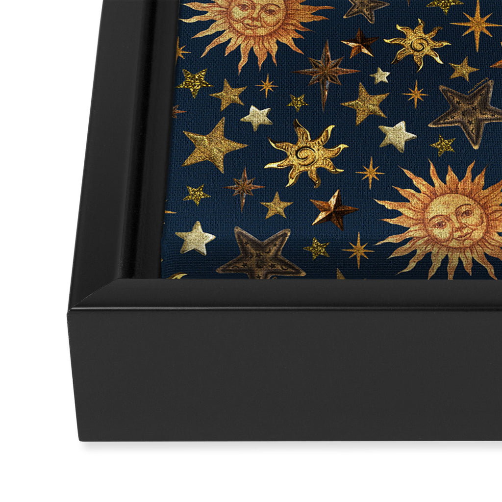 Vintage Star Collage Print in Navy Framed Canvas Print Gallery Image 3