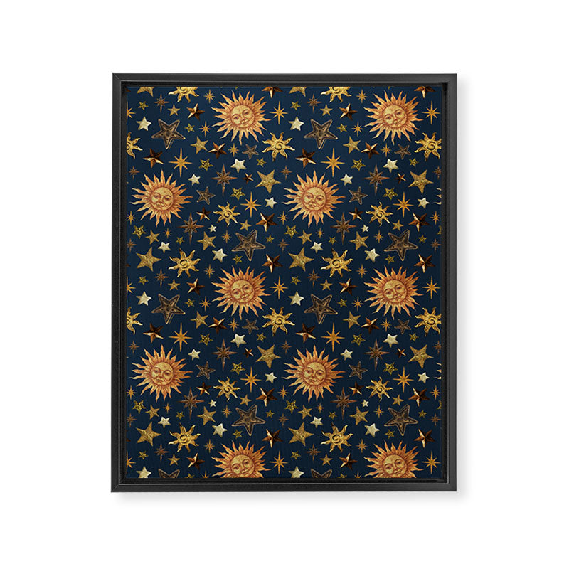 Vintage Star Collage Print in Navy Framed Canvas Print Gallery Image 8