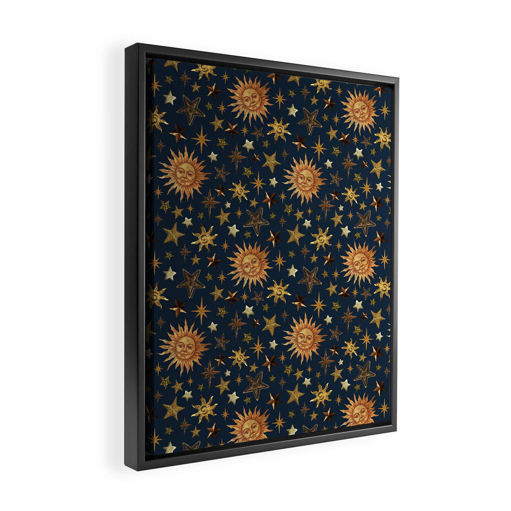 Vintage Star Collage Print in Navy Framed Canvas Print Gallery Image 2