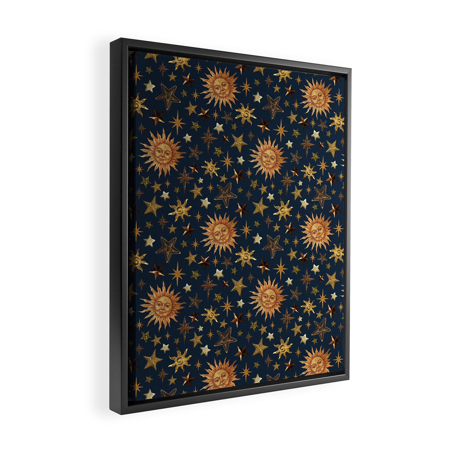 Vintage Star Collage Print in Navy Framed Canvas Print Gallery Image 2