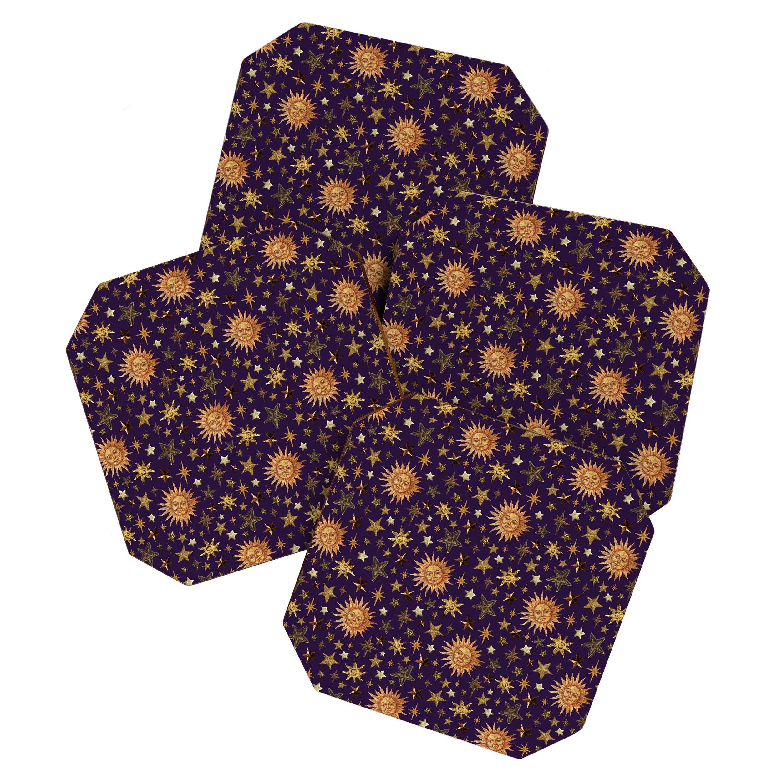 Vintage Star Collage Print in Purple Coaster Gallery Image 1