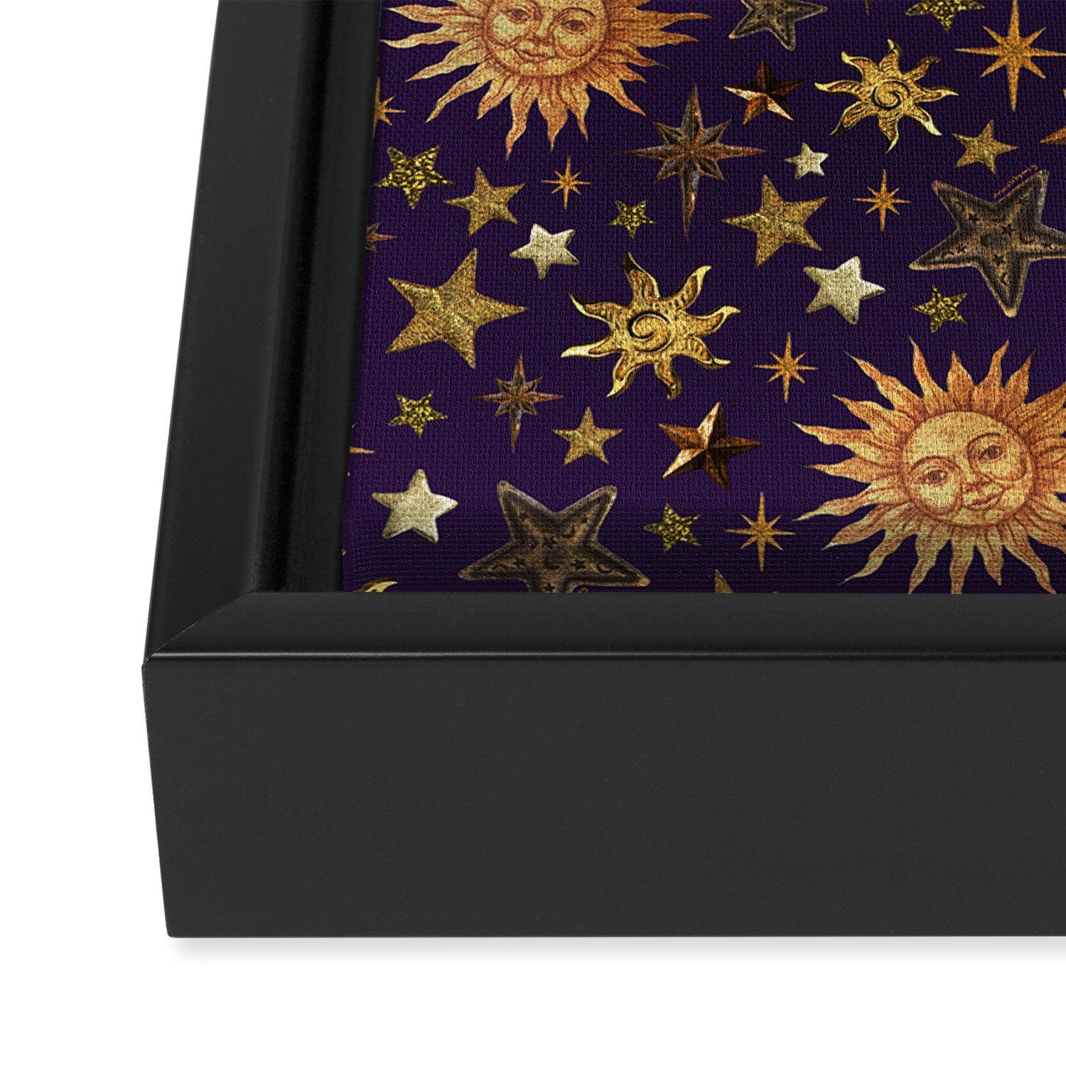 Vintage Star Collage Print in Purple Framed Canvas Print Gallery Image 3