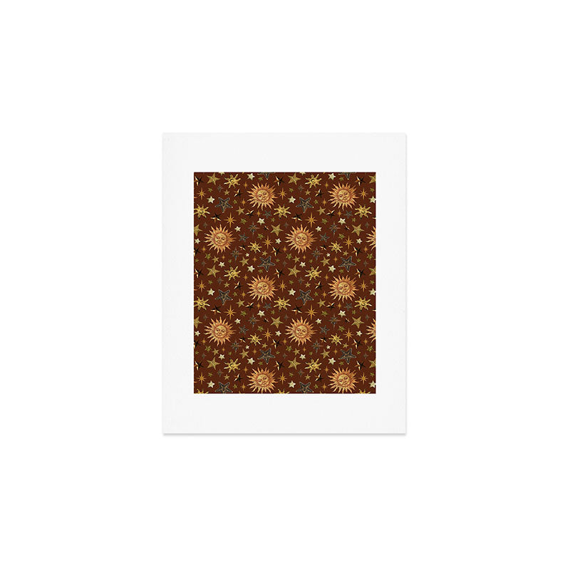 Vintage Star Collage Print in Rust Art Print Gallery Image 1