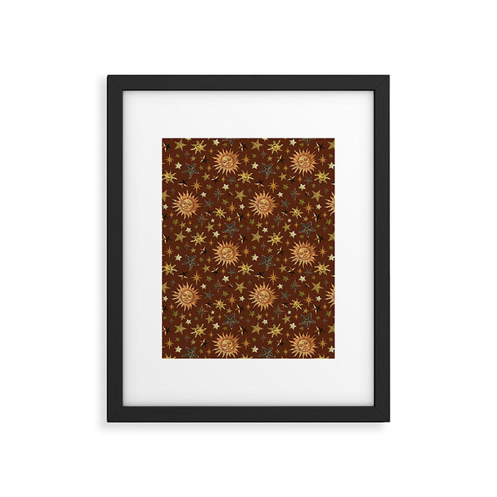 Vintage Star Collage Print in Rust Framed Art Print Gallery Image 1