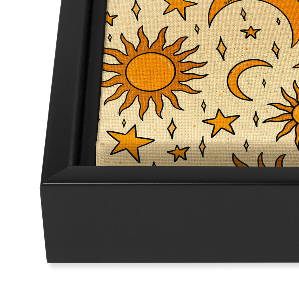 Vintage Sun and Star Print Framed Canvas Print Gallery Image 3
