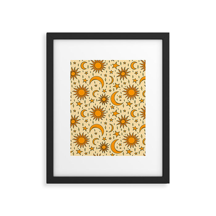 Vintage Sun and Star Print Framed Art Print Gallery Image 1