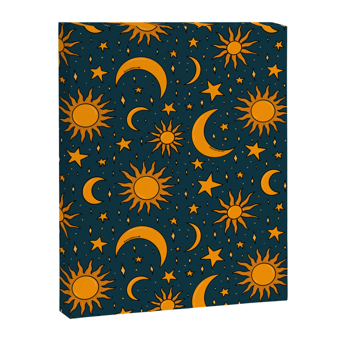Vintage Sun and Star Print in Navy Canvas Print Gallery Image 1