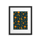 Vintage Sun and Star Print in Navy Framed Art Print Gallery Image 6