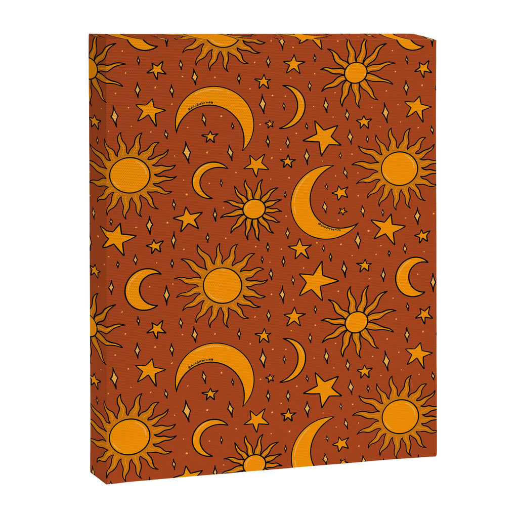 Vintage Sun and Star Print in Rust Canvas Print Gallery Image 8