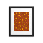Vintage Sun and Star Print in Rust Framed Art Print Gallery Image 6
