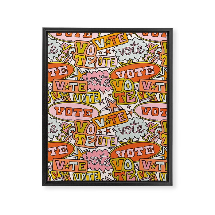 Vote Print in Rainbow Framed Canvas Print Gallery Image 1