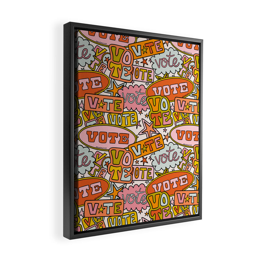 Vote Print in Rainbow Framed Canvas Print Gallery Image 2