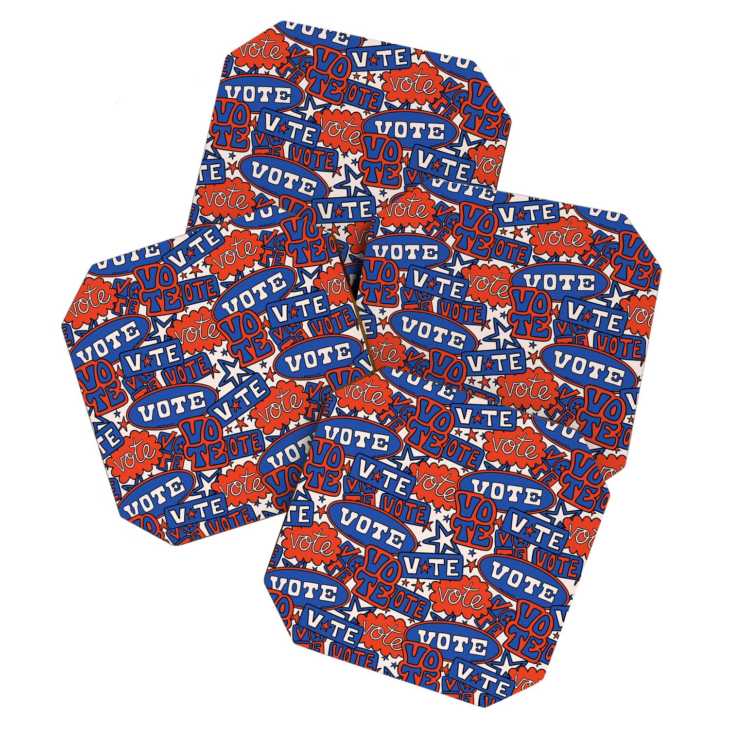 Vote Print in Red, White, and Blue Coaster Gallery Image 1