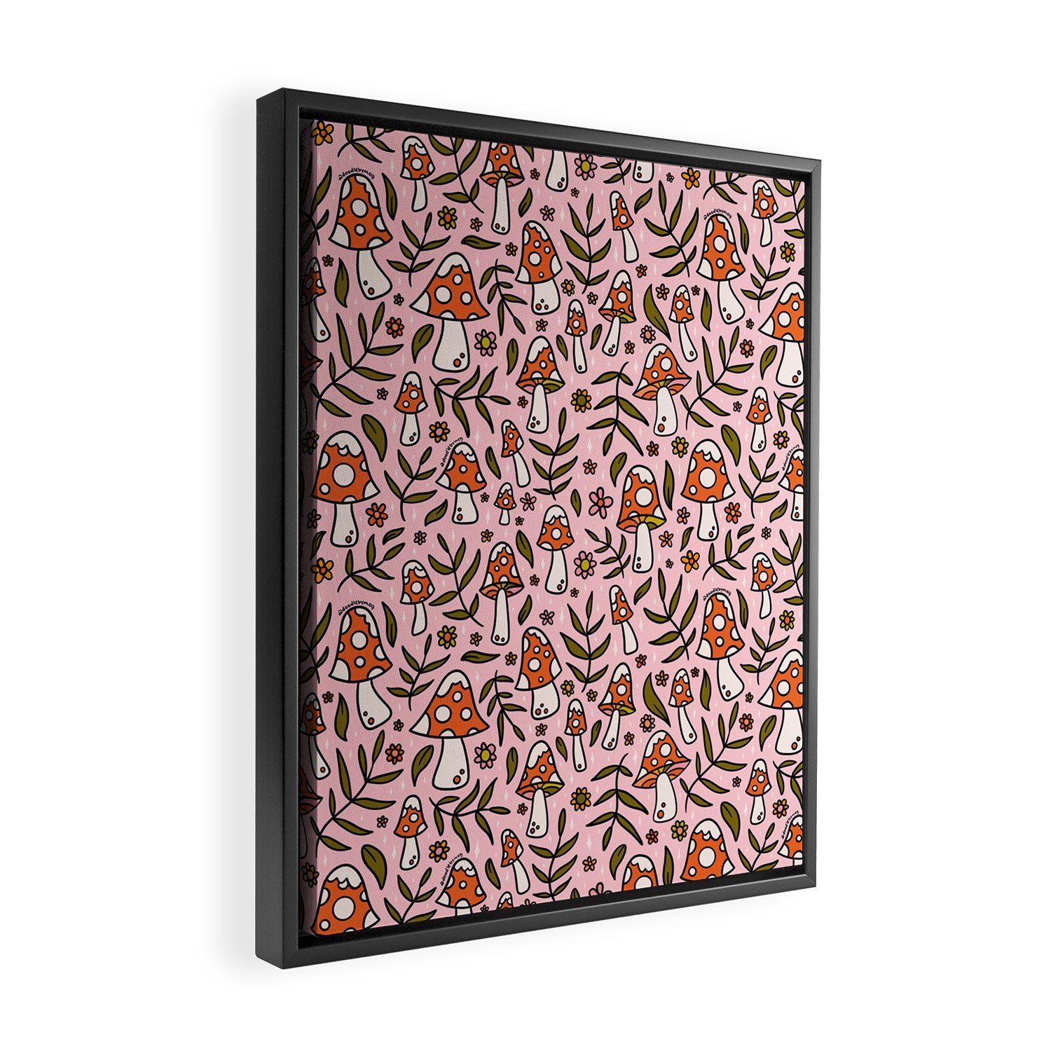 Winter Mushroom Print Framed Canvas Print Gallery Image 2