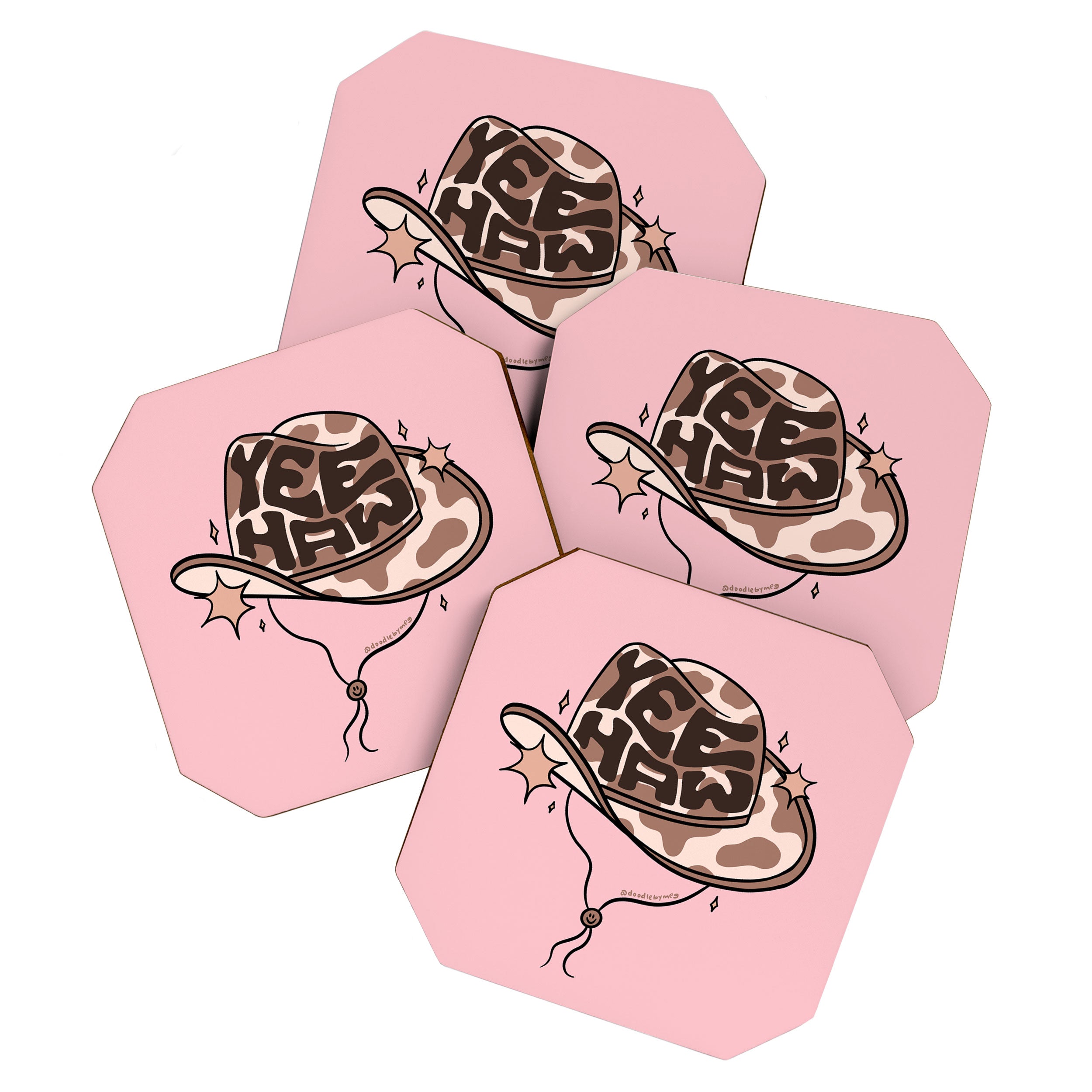 Yeehaw Cowboy Hat Inspired by PANTONE 17 1230 Mocha Mousse Coaster Gallery Image 1