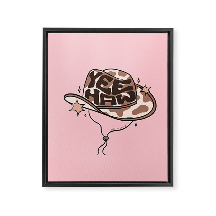 Yeehaw Cowboy Hat Inspired by PANTONE 17 1230 Mocha Mousse Framed Canvas Print Gallery Image 1