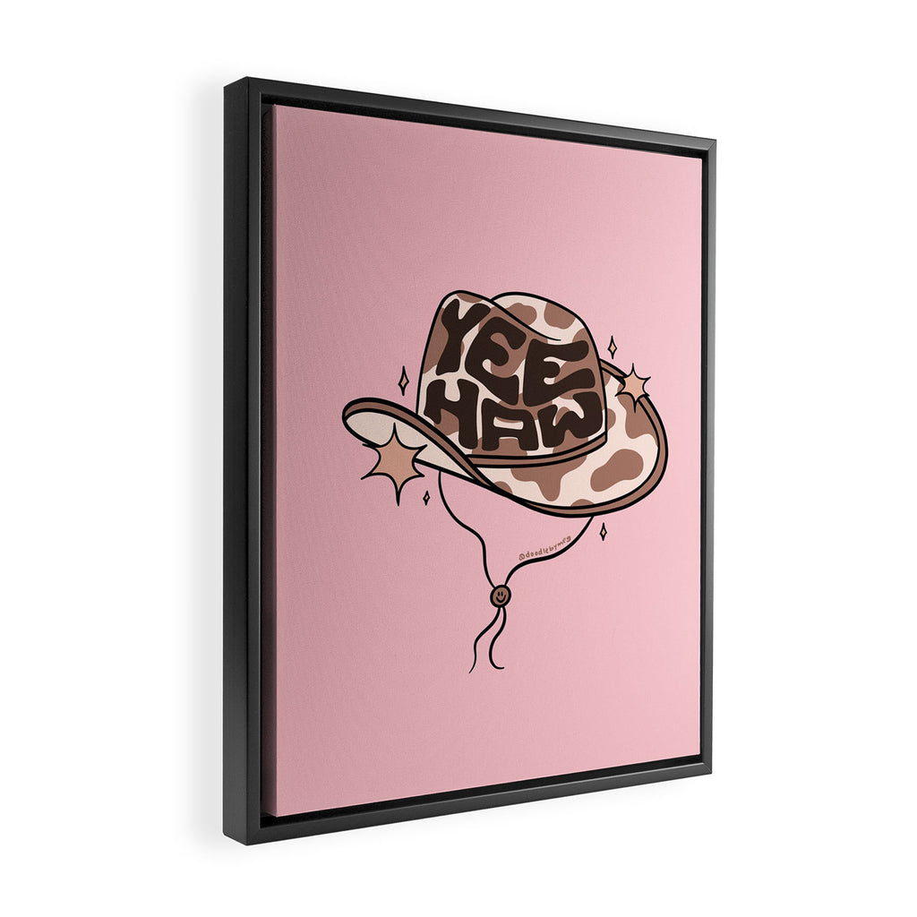 Yeehaw Cowboy Hat Inspired by PANTONE 17 1230 Mocha Mousse Framed Canvas Print Gallery Image 2