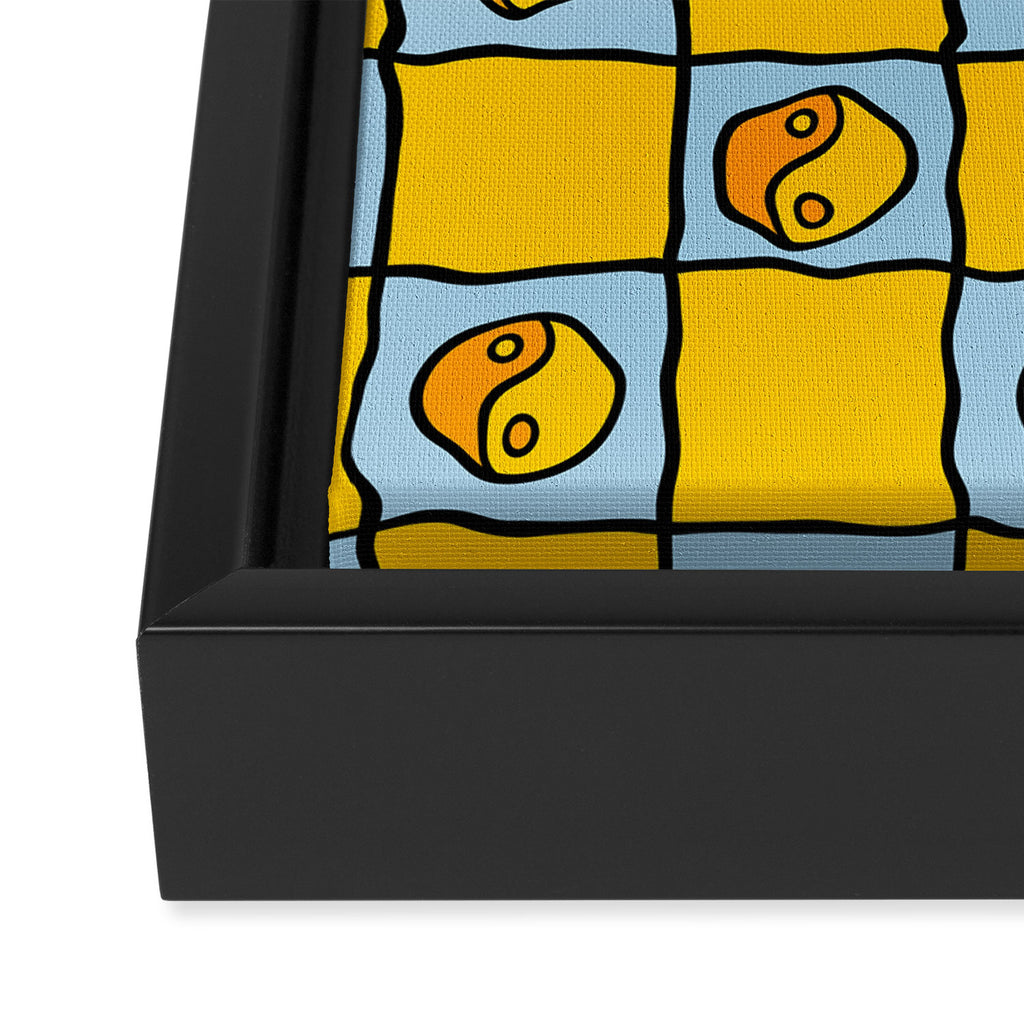 Yellow Ying Yang Checkered Print Framed Canvas Print Gallery Image 3