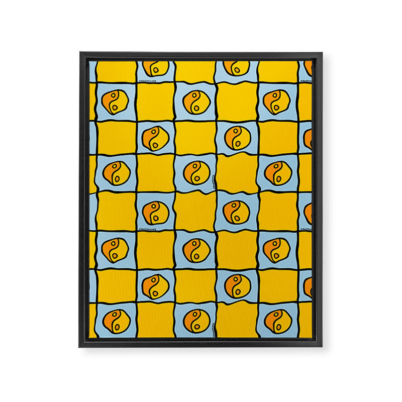 Yellow Ying Yang Checkered Print Framed Canvas Print Gallery Image 8