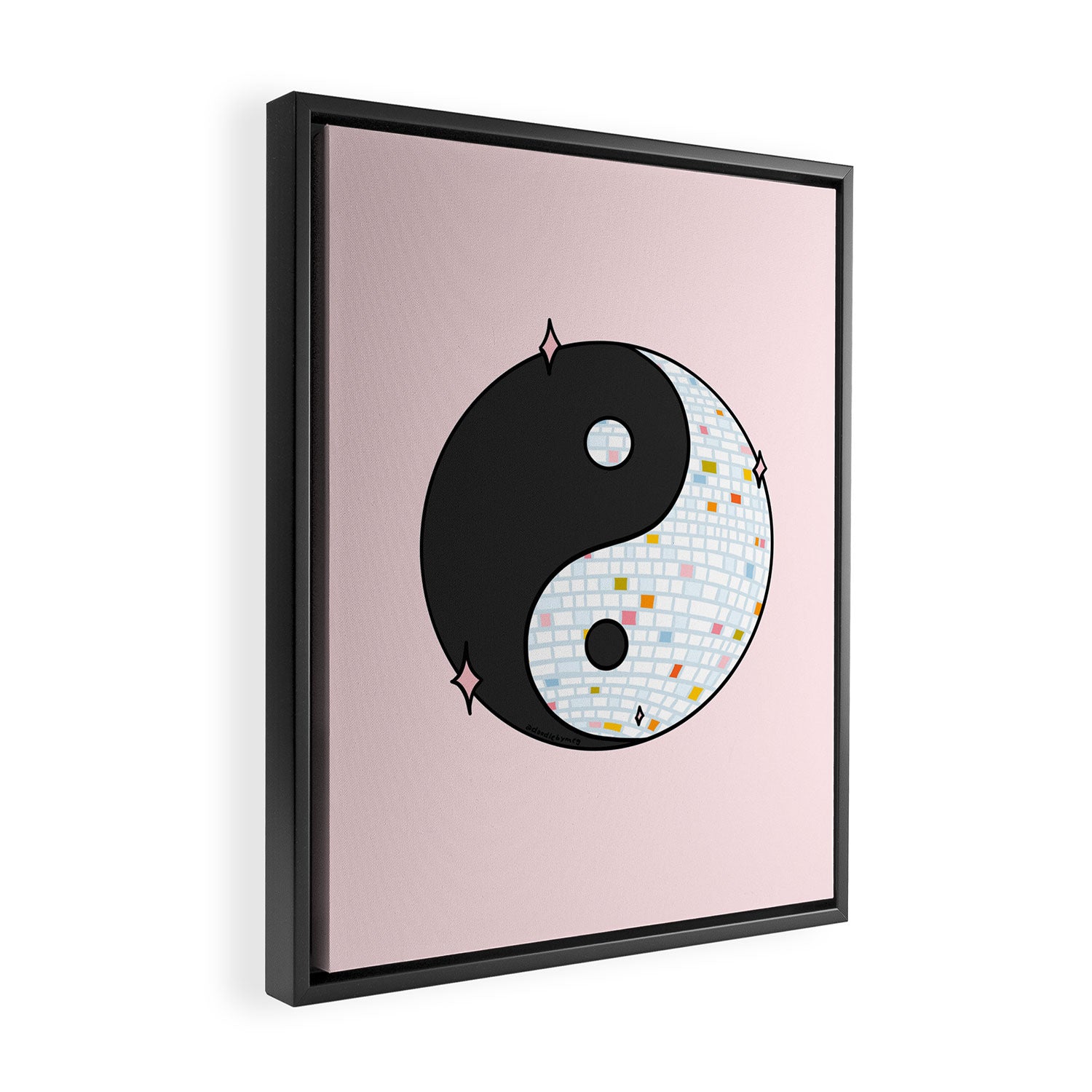 Yin Yang Disco Ball Framed Canvas Print Gallery Image 2