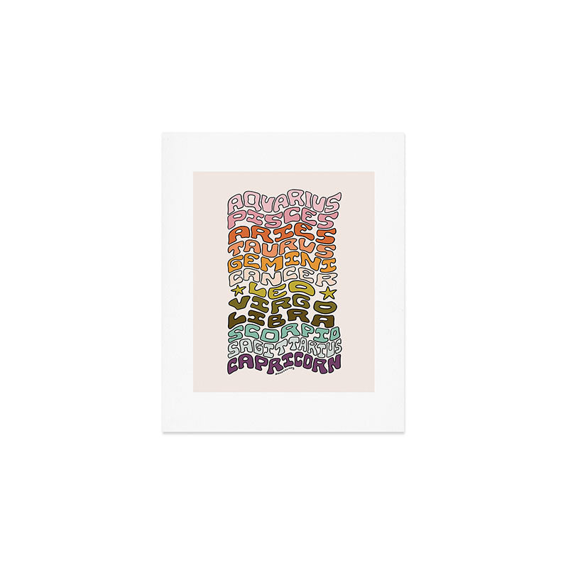 Zodiac Sign List Art Print Gallery Image 1