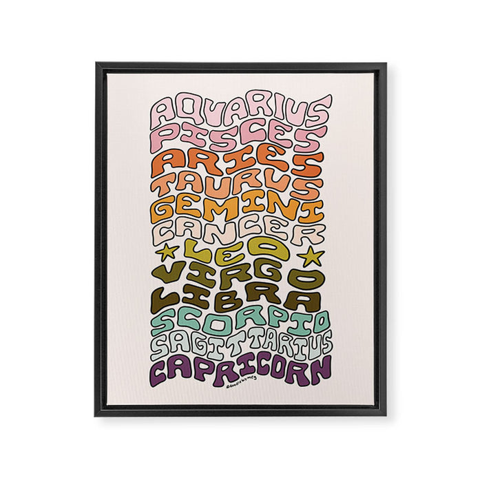 Zodiac Sign List Framed Canvas Print Gallery Image 1