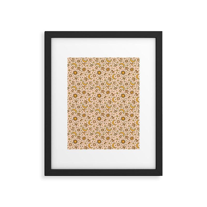 Zodiac Sun and Star Print in Cream Framed Art Print Gallery Image 6