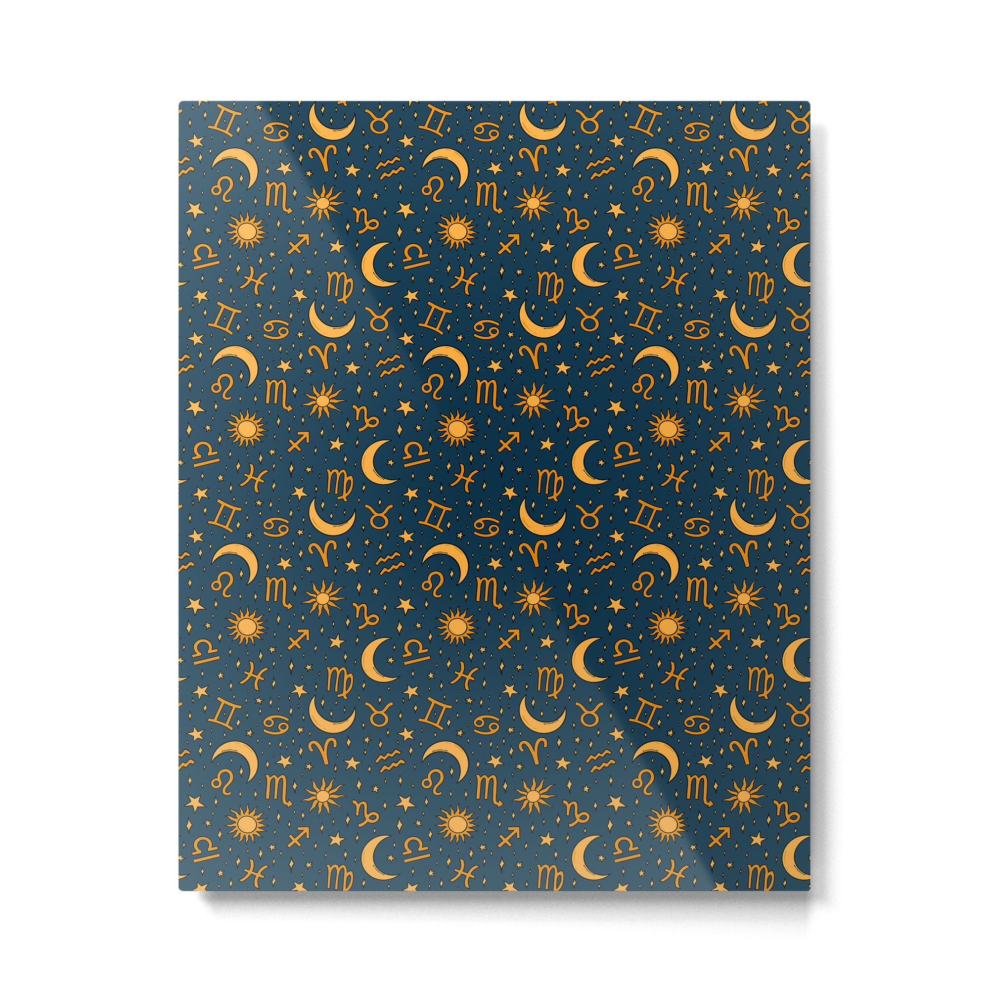 Zodiac Sun and Star Print in Navy Metal Print Gallery Image 6