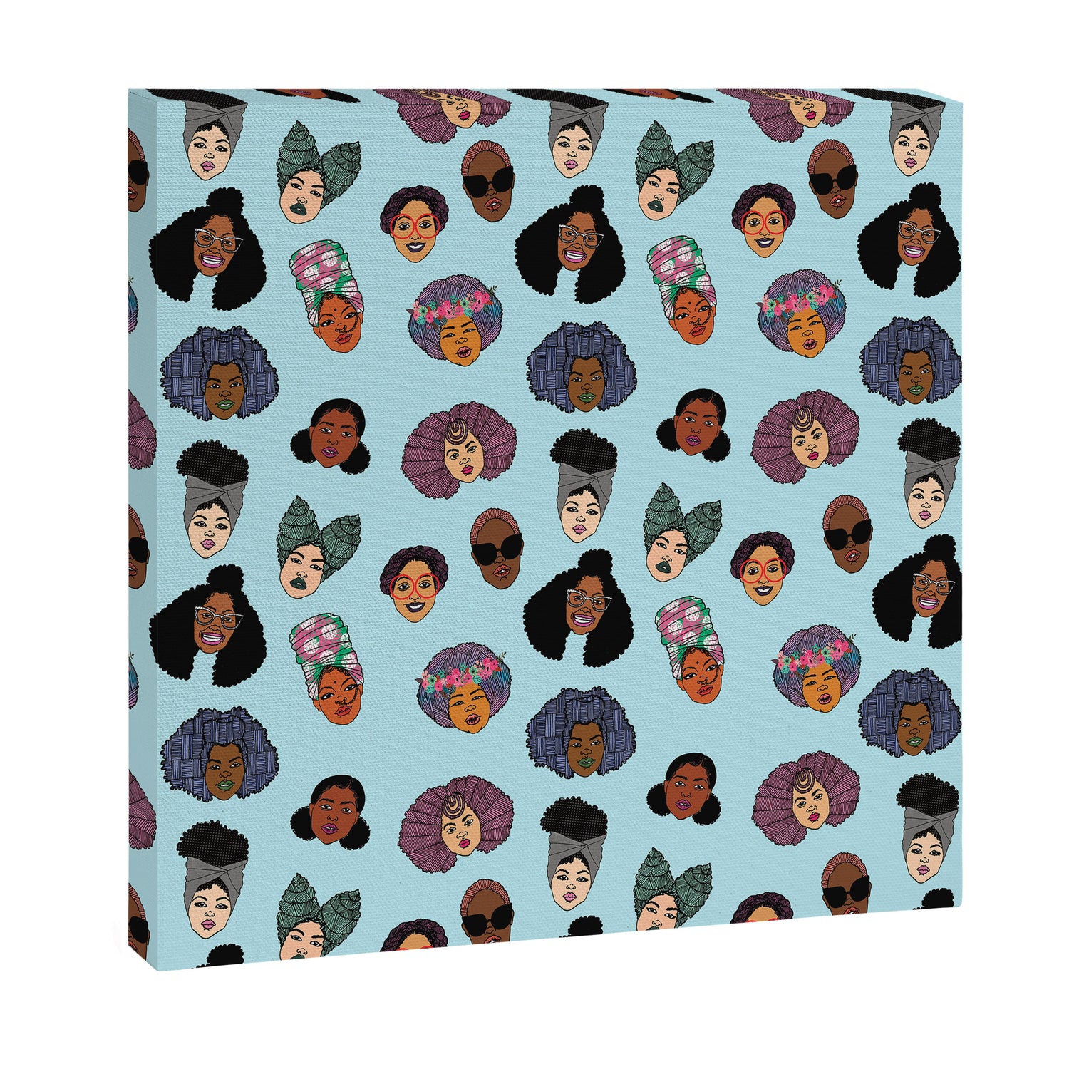 Black Hair Magic - Blue Canvas Print Gallery Image 3