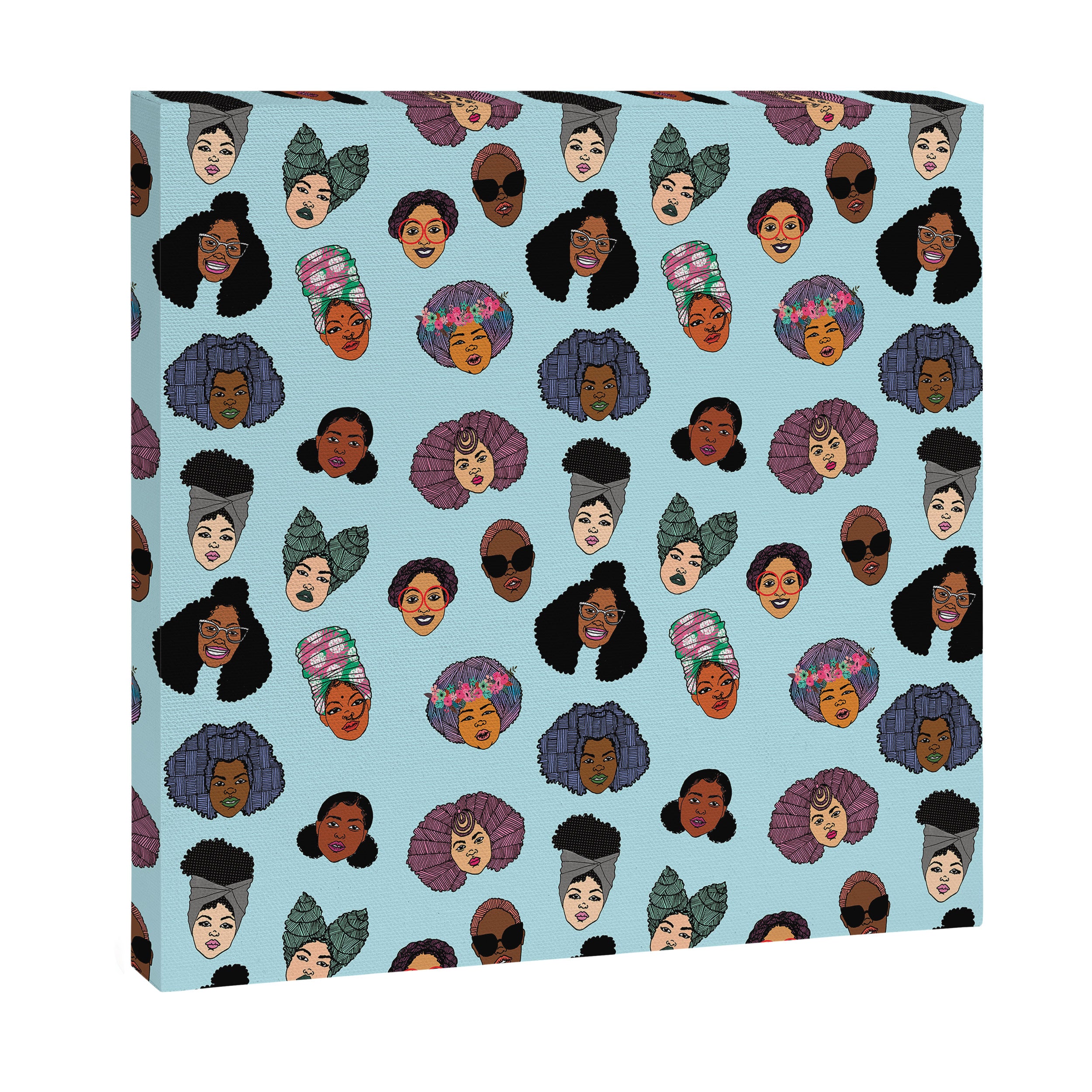 Black Hair Magic - Blue Canvas Print Gallery Image 3