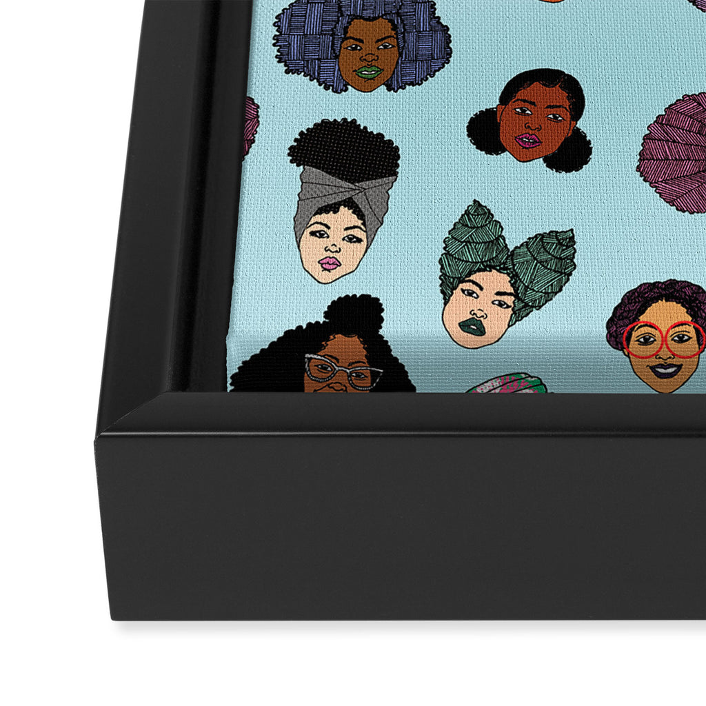 Black Hair Magic - Blue Framed Canvas Print Gallery Image 2