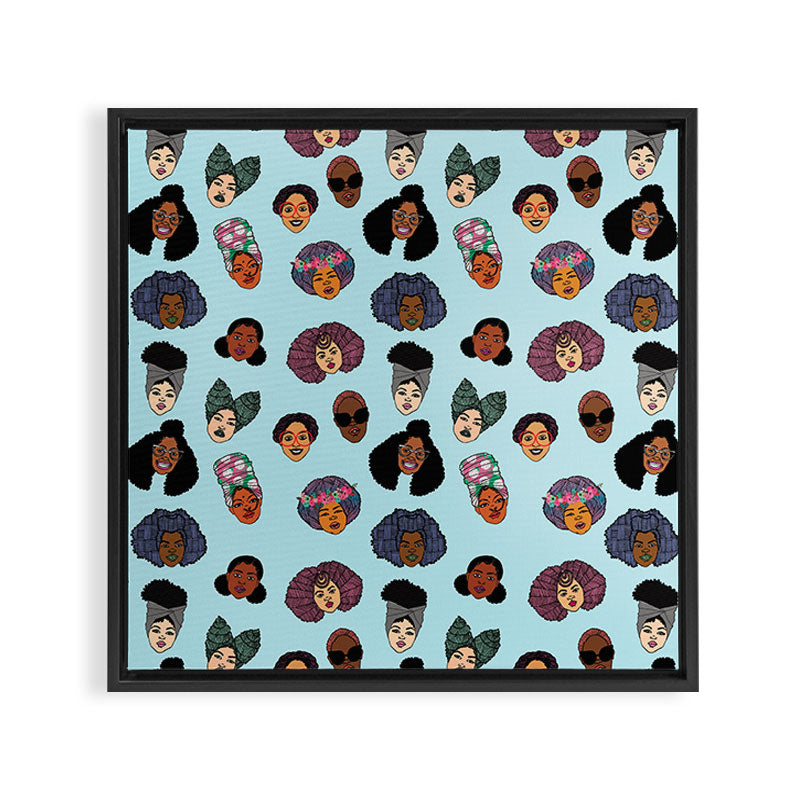 Black Hair Magic - Blue Framed Canvas Print Gallery Image 3