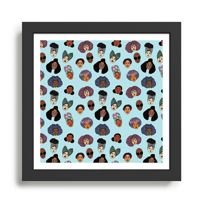 Black Hair Magic - Blue Framed Art Print Gallery Image 1