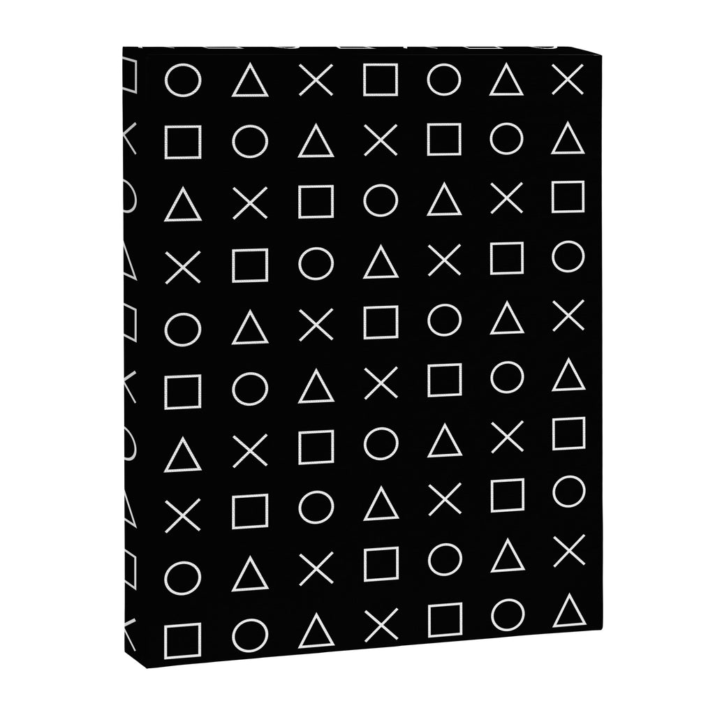 gamer pattern black and white  - gaming design black Canvas Print Gallery Image 6