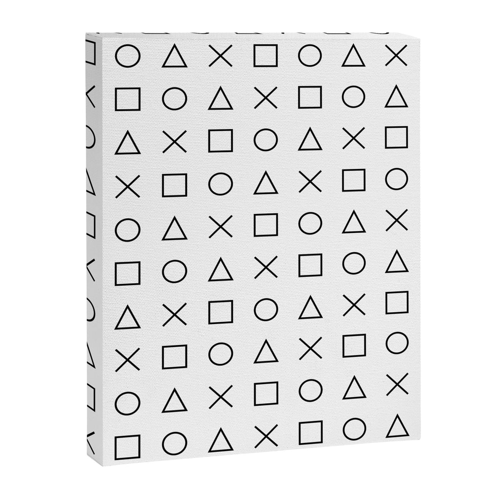 gaming design white - gamer pattern black and white Canvas Print Gallery Image 6