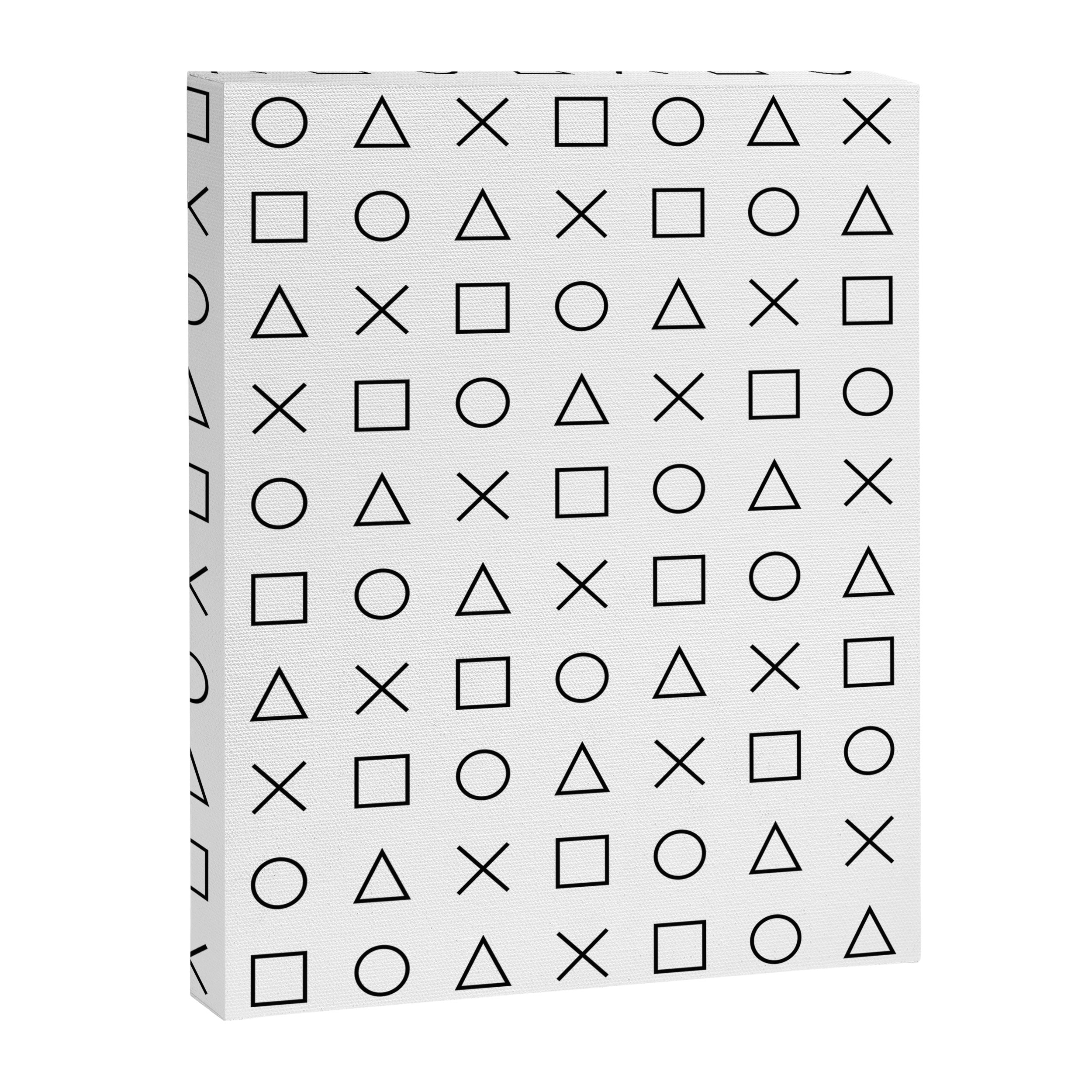 gaming design white - gamer pattern black and white Canvas Print Gallery Image 6