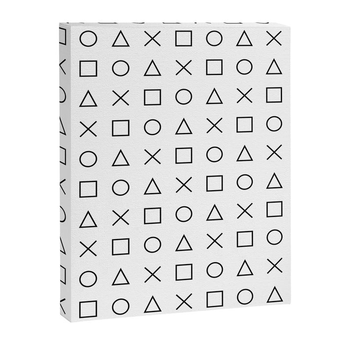 gaming design white - gamer pattern black and white Canvas Print Gallery Image 1